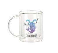 Fabulous Mug Verre Double Paroi - Capricorn Astrology Sign Celestial Solar Prediction - Tasse a Cafe et The Isotherme 330ml Effet Suspendu Anti-Brulure Imprime en France