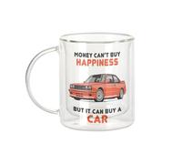 Fabulous Mug Verre Double Paroi - Car - Money Can't Buy Happiness Passion Tasse a Cafe et The Isotherme 330ml Effet Suspendu Anti-Brulure Imprime en France
