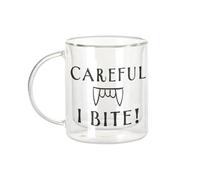 Fabulous Mug Verre Double Paroi - Careful I Bite Vampire Halloween Fear Horror - Tasse a Cafe et The Isotherme 330ml Effet Suspendu Anti-Brulure Imprime en France