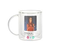 Fabulous Mug Verre Double Paroi - Carrie White Social Network Meeting Love - Tasse a Cafe et The Isotherme 330ml Effet Suspendu Anti-Brulure Imprime en France