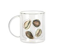 Fabulous Mug Verre Double Paroi - Cercle Coquillage Biologie Illustration Ancienne Mer - Tasse a Cafe et The Isotherme 330ml Effet Suspendu Anti-Brulure Imprime en France