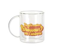 Fabulous Mug Verre Double Paroi - Certifié meilleur Chasseur de l'univers Chasse Gibier Nature - Tasse a Cafe et The Isotherme 330ml Effet Suspendu Anti-Brulure Imprime en France