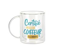 Fabulous Mug Verre Double Paroi - Certifié meilleur Coiffeur de l'univers Cheveux Coupe Style Mode Fashion - Tasse a Cafe et The Isotherme 330ml Effet Suspendu Anti-Brulure Imprime en France