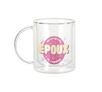 Fabulous Mug Verre Double Paroi - Certifié meilleur Epoux de l'univers Cercle Famille Mari Mariage - Tasse a Cafe et The Isotherme 330ml Effet Suspendu Anti-Brulure Imprime en France