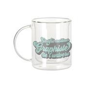 Fabulous Mug Verre Double Paroi - Certifié meilleur Graphiste de l'univers Graphisme Design - Tasse a Cafe et The Isotherme 330ml Effet Suspendu Anti-Brulure Imprime en France