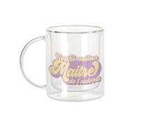 Fabulous Mug Verre Double Paroi - Certifié meilleur Maitre de l'univers Enseignant Ecole Primaire - Tasse a Cafe et The Isotherme 330ml Effet Suspendu Anti-Brulure Imprime en France