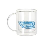Fabulous Mug Verre Double Paroi - Certifié meilleur Nageur de l'univers Natation Piscine - Tasse a Cafe et The Isotherme 330ml Effet Suspendu Anti-Brulure Imprime en France