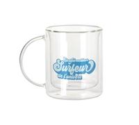 Fabulous Mug Verre Double Paroi - Certifié meilleur Surfeur de l'univers Surf Plage Mer - Tasse a Cafe et The Isotherme 330ml Effet Suspendu Anti-Brulure Imprime en France