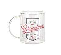 Fabulous Mug Verre Double Paroi - Certified Grandma of the Year Family Grandmother - Tasse a Cafe et The Isotherme 330ml Effet Suspendu Anti-Brulure Imprime en France