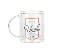 Fabulous Mug Verre Double Paroi - Certified Uncle of the Year - Tasse a Cafe et The Isotherme 330ml Effet Suspendu Anti-Brulure Imprime en France