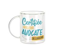Fabulous Mug Verre Double Paroi - Certifiée meilleure Avocate de l'univers Loi Justice Avocat Tribunal - Tasse a Cafe et The Isotherme 330ml Effet Suspendu Anti-Brulure Imprime en France