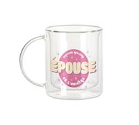 Fabulous Mug Verre Double Paroi - Certifiée meilleure Epouse de l'univers Cercle Famille Mariage - Tasse a Cafe et The Isotherme 330ml Effet Suspendu Anti-Brulure Imprime en France