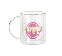 Fabulous Mug Verre Double Paroi - Certifiée meilleure Femme de l'univers Cercle Famille Mariage - Tasse a Cafe et The Isotherme 330ml Effet Suspendu Anti-Brulure Imprime en France
