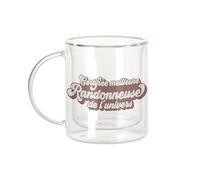 Fabulous Mug Verre Double Paroi - Certifiée meilleure Randonneuse de l'univers Camping Vacances Montagne Rando - Tasse a Cafe et The Isotherme 330ml Effet Suspendu Anti-Brulure Imprime en France