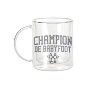 Fabulous Mug Verre Double Paroi - Champion de Babyfoot Sport Foot Bar Apéro - Tasse a Cafe et The Isotherme 330ml Effet Suspendu Anti-Brulure Imprime en France