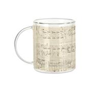 Fabulous Mug Verre Double Paroi - Chopin Partition Manuscrit Polonaise Piano Musique - Tasse a Cafe et The Isotherme 330ml Effet Suspendu Anti-Brulure Imprime en France