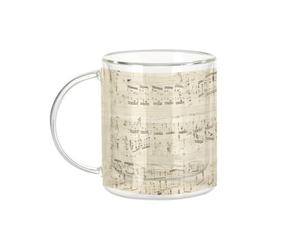 Fabulous Mug Verre Double Paroi - Chopin Partition Manuscrit Polonaise Piano Musique - Tasse a Cafe et The Isotherme 330ml Effet Suspendu Anti-Brulure Imprime en France