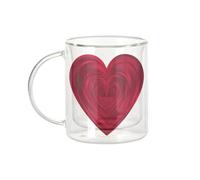 Fabulous Mug Verre Double Paroi - Coeur Illusion d'Optique Hippie Psychedelique 70's Couleurs - Tasse a Cafe et The Isotherme 330ml Effet Suspendu Anti-Brulure Imprime en France