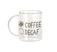 Fabulous Mug Verre Double Paroi - Coffee Yes, Decaf No Expresso Mug - Tasse a Cafe et The Isotherme 330ml Effet Suspendu Anti-Brulure Imprime en France