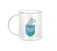 Fabulous Mug Verre Double Paroi - Control Freak Poche Surprise Jeux Vidéo Manette - Tasse a Cafe et The Isotherme 330ml Effet Suspendu Anti-Brulure Imprime en France