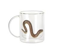 Fabulous Mug Verre Double Paroi - Couleuvre Léopard Biologie Illustration Ancienne - Tasse a Cafe et The Isotherme 330ml Effet Suspendu Anti-Brulure Imprime en France