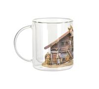 Fabulous Mug Verre Double Paroi - Creche Naissance de Jesus Noel Rois Mages Marie Bible - Tasse a Cafe et The Isotherme 330ml Effet Suspendu Anti-Brulure Imprime en France