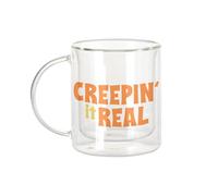 Fabulous Mug Verre Double Paroi - Creepin' it Real Pumpkin Halloween Fear Horror - Tasse a Cafe et The Isotherme 330ml Effet Suspendu Anti-Brulure Imprime en France
