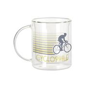 Fabulous Mug Verre Double Paroi - Cyclophile Vélo France Cyclisme Tour Course Route - Tasse a Cafe et The Isotherme 330ml Effet Suspendu Anti-Brulure Imprime en France