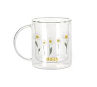 Fabulous Mug Verre Double Paroi - Daisy White Flowers Minimalist Chic Love - Tasse a Cafe et The Isotherme 330ml Effet Suspendu Anti-Brulure Imprime en France