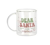 Fabulous Mug Verre Double Paroi - Dear Santa I can Explain Christmas Winter Gift - Tasse a Cafe et The Isotherme 330ml Effet Suspendu Anti-Brulure Imprime en France