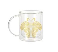 Fabulous Mug Verre Double Paroi - Dessin de Papillon Arabesque Oranges Animaux Nature - Tasse a Cafe et The Isotherme 330ml Effet Suspendu Anti-Brulure Imprime en France