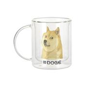 Fabulous Mug Verre Double Paroi - Doge Is Love Doge I Life Meme Dog Fun Humour - Tasse a Cafe et The Isotherme 330ml Effet Suspendu Anti-Brulure Imprime en France