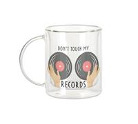 Fabulous Mug Verre Double Paroi - Don't Touch My Records Music DJ Vintage Vinyl - Tasse a Cafe et The Isotherme 330ml Effet Suspendu Anti-Brulure Imprime en France