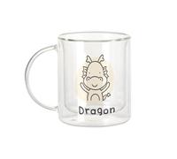 Fabulous Mug Verre Double Paroi - Dragon Signe Astrologique Chinois Dessin Zodiaque Horoscope Animal Illustration - Tasse a Cafe et The Isotherme 330ml Effet Suspendu Anti-Brulure Imprime en France