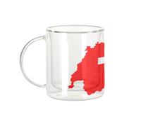 Fabulous Mug Verre Double Paroi - Drapeau Carte Suisse Football Sport Equipe Nationale - Tasse a Cafe et The Isotherme 330ml Effet Suspendu Anti-Brulure Imprime en France