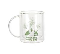 Fabulous Mug Verre Double Paroi - Earth Day, Every Day Écologie Environnement Bio Diversité - Tasse a Cafe et The Isotherme 330ml Effet Suspendu Anti-Brulure Imprime en France