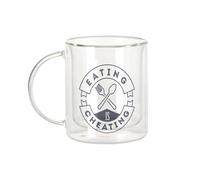 Fabulous Mug Verre Double Paroi - Eating is Cheating Party Drinking Aperitif Alcohol - Tasse a Cafe et The Isotherme 330ml Effet Suspendu Anti-Brulure Imprime en France