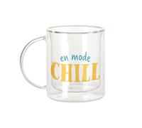 Fabulous Mug Verre Double Paroi - En Mode Chill Vacances Maison Week-End Relax - Tasse a Cafe et The Isotherme 330ml Effet Suspendu Anti-Brulure Imprime en France