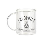 Fabulous Mug Verre Double Paroi - Ergophile Work Lovers Passion - Tasse a Cafe et The Isotherme 330ml Effet Suspendu Anti-Brulure Imprime en France