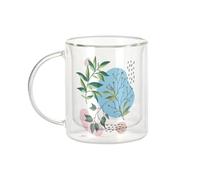 Fabulous Mug Verre Double Paroi - Feuille Verte Minimaliste Tropical Exotique Jungle - Tasse a Cafe et The Isotherme 330ml Effet Suspendu Anti-Brulure Imprime en France