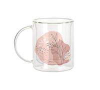 Fabulous Mug Verre Double Paroi - Feuilles simples Minimaliste Tropical Exotique Foret - Tasse a Cafe et The Isotherme 330ml Effet Suspendu Anti-Brulure Imprime en France