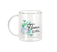Fabulous Mug Verre Double Paroi - Flower Girl Mariage Mariée Fleurs Bleues - Tasse a Cafe et The Isotherme 330ml Effet Suspendu Anti-Brulure Imprime en France