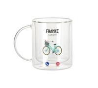 Fabulous Mug Verre Double Paroi - France Is Calling Me Bicycle Paris Culture - Tasse a Cafe et The Isotherme 330ml Effet Suspendu Anti-Brulure Imprime en France