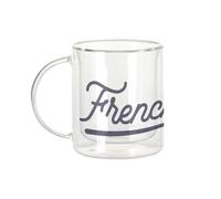 Fabulous Mug Verre Double Paroi - French Kiss Amour Bisou Amoureux Coeur - Tasse a Cafe et The Isotherme 330ml Effet Suspendu Anti-Brulure Imprime en France