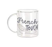 Fabulous Mug Verre Double Paroi - French Touch Française Cliché Baguette - Tasse a Cafe et The Isotherme 330ml Effet Suspendu Anti-Brulure Imprime en France