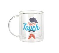 Fabulous Mug Verre Double Paroi - French Touch Moustache Beret Bébé - Tasse a Cafe et The Isotherme 330ml Effet Suspendu Anti-Brulure Imprime en France