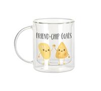 Fabulous Mug Verre Double Paroi - Friend-Chip Goal Jeux de Mots Nourriture Street Food Snack - Tasse a Cafe et The Isotherme 330ml Effet Suspendu Anti-Brulure Imprime en France