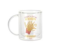 Fabulous Mug Verre Double Paroi - Frites - L'argent ne Fait Pas le Bonheur Street Food Tasse a Cafe et The Isotherme 330ml Effet Suspendu Anti-Brulure Imprime en France