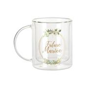 Fabulous Mug Verre Double Paroi - Future Mariée Mariage Noces Cercle Fleurs - Tasse a Cafe et The Isotherme 330ml Effet Suspendu Anti-Brulure Imprime en France