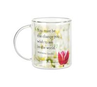 Fabulous Mug Verre Double Paroi - Gandhi Be The Change Citation Inspirante Motivation - Tasse a Cafe et The Isotherme 330ml Effet Suspendu Anti-Brulure Imprime en France